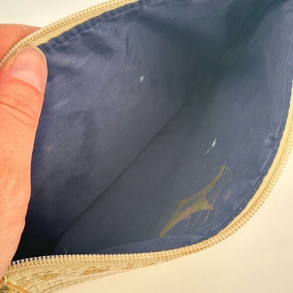 Stephanie Johnson Palm Desert Metallic Gold Cosmetic Makeup Bag zebra stripes - Picture 4 of 10